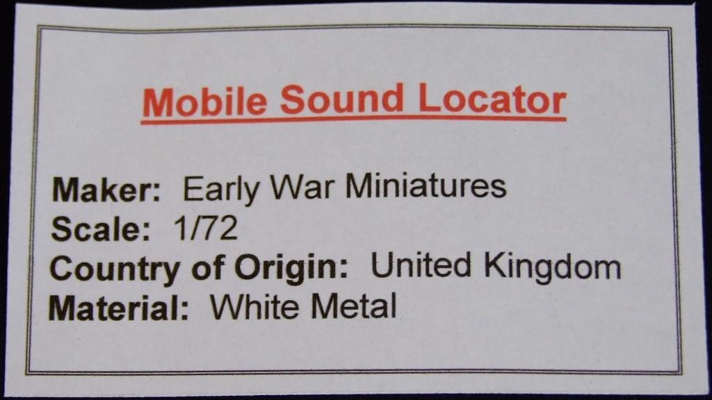 Mobile Sound Locator, 1:72